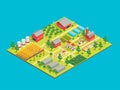 Farm Rural Concept 3d Isometric View. Vector