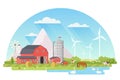 Farm rural landscape Agriculture and Farming cartoon vector illustration.