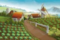 Farm rural landscape background