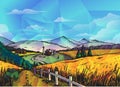 Farm, rural landscape vector background