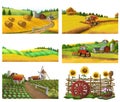 Farm, rural landscape, vector set Royalty Free Stock Photo