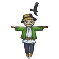 Farm rural scarecrow sketch engraving vector