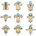 Farm scarecrow icons set vector color