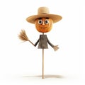 Minimalistic Childbook Scarecrow On Stick - Uhd Illustration Royalty Free Stock Photo