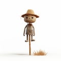 Minimalistic Childbook Scarecrow On Stick - Uhd Illustration Royalty Free Stock Photo