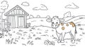 Cute Baby Cow Barn Farm Drawing Outline Coloring Page Royalty Free Stock Photo