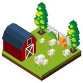 Farm scene with sheeps in 3D design