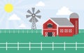 Farm scene with windmill