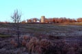 Farm Scene in Winter, Silo in Background