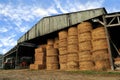 Straw rolls in a farm barn Royalty Free Stock Photo