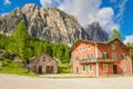 Farm with sheep, Dolomites Mountains, Italy Royalty Free Stock Photo