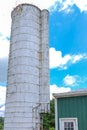 A farm silo against a cloudy sky Royalty Free Stock Photo