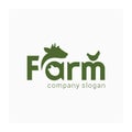 Farm simple logo. Farm animal sign. Green logotype for animal husbandry. Symbol for farm products.