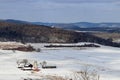 Farm and snowy fields