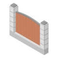 Farm stone fence icon, isometric style