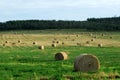 Farm with straw piles Royalty Free Stock Photo
