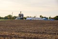 Farm at sunset in autumn Royalty Free Stock Photo