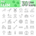 Farm thin line icon set, farming symbols