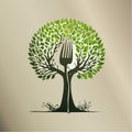 Farm to Fork Tree Logo Illustration Royalty Free Stock Photo