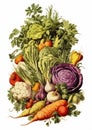 Farm-to-Table Nouvelle Vague: A Vertical Composition of Sectioned Raw Vegetables on a White Table