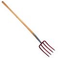 Farm tool forks with wooden handle on a white background