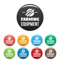 Farm tool icons set color