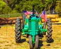 Farm Tractor With American Flags At Small County Fair Royalty Free Stock Photo