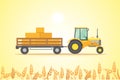 Farm tractor icon vector illustration. Heavy agricultural machinery for field work. Royalty Free Stock Photo