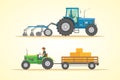 Farm tractor icon vector illustration. Heavy agricultural machinery for field work.