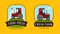 Farm tractor logo. Agriculture, farming, natural food concept