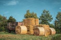 Farm tractor made of haystacks