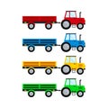 Farm tractor and open trailer set isolated on white background Royalty Free Stock Photo