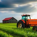 Farm Tractor Plowing