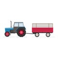 Farm tractor with red trailer Royalty Free Stock Photo