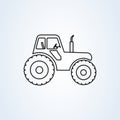 Farm tractor side on view illustration line art. Vector Agricultural tractor