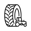 farm tractor tires line icon vector illustration