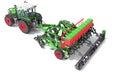 Farm Tractor with Trailed Disc Harrow 3D rendering on white background