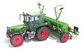 Farm Tractor with Trailed Disc Harrow 3D rendering on white background