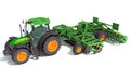 Farm Tractor with Trailed Disc Harrow 3D rendering on white background