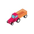 Farm tractor with trailer transport rural isometric icon Royalty Free Stock Photo