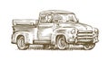 Farm truck sketch. Farming, retro car vintage vector illustration Royalty Free Stock Photo