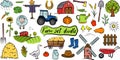 Farm vector doodle collection isolated on white background. Royalty Free Stock Photo