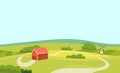 Farm Vector Flat Illustration. Field and House. Agriculture and Fresh Natural Food Concept. Countryside Landscape Royalty Free Stock Photo