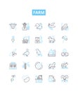Farm vector line icons set. Farm, Agriculture, Crops, Livestock, Harvest, Fields, Tillage illustration outline concept