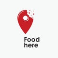 Food vector logo. Food here emblem