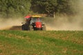 Farm Vehicle spreading lime onto a field Royalty Free Stock Photo