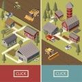 Farm Vehicles Isometric Banners Royalty Free Stock Photo