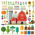 Farm in village. Elements for game Royalty Free Stock Photo