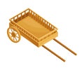 Farm Wagon or Wheeled Dray Cart for Carrying Agricultural Crops Vector Isometric Illustration