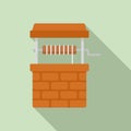 Farm water well icon, flat style Royalty Free Stock Photo